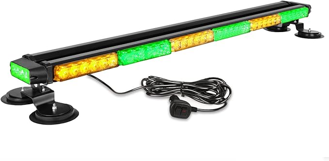 ASPL 38.5" 78 LED Strobe Light Bar Double Side Flashing High Intensity Emergency Warning Flash Strobe Light with Magnetic Base for Safety Construction Vehicles Tow Trucks Pickup (Amber/Green)