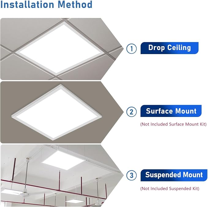 CycevSun 6-Pack 2x2 LED Flat Panel Light Drop Ceiling, 40W, Bright 4400LM | 3CCT 3000K/4000K/5000K Switchable, 0-10V Dimmable, 100-277V, ETL Listed, Office, Commercial, Classroom