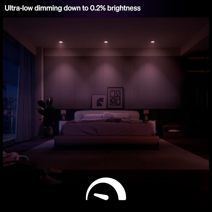 Philips Hue Slim Downlight, Recessed LED Ceiling Light, 1-Pack, White | 6-Inch, Canless Design, Full-Spectrum Daylight 1000K-20000K, 1200 Lumens, Ultra-Low Dimming, Precise Color, Smart Lighting