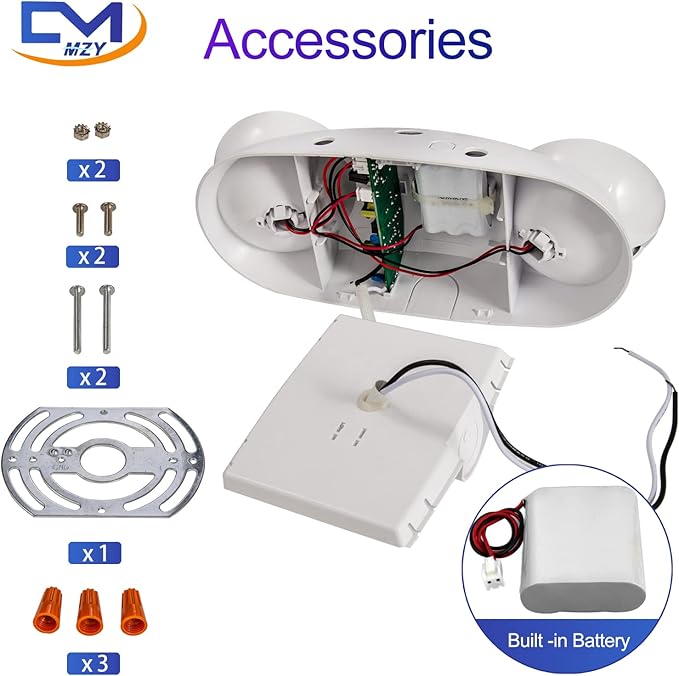 CM MZY ts with Battery Backup,Commercial Emergency Light,Two Adjustable LED Light Head,Emergency Lighting Fixtures,120V/277V AC, UL Certified, 6 Pack