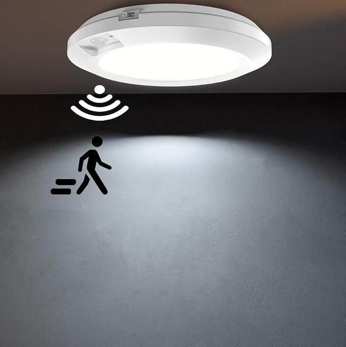 Wireless LED Motion Sensor Light Indoor, AA Battery-Operated Closet Light | Stick-on Under Cabinet Light No Wiring, 6.3" 210LM 6000K Daylight, for Hallway Shed Pantry, 1-Pack