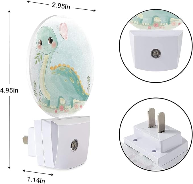 EKOBLA Cartoon Volcano Dinosaurs Night Light, Tyrannosaurus Rex Dino Animal Night Lights Plug Into Wall with Dusk to Dawn Auto Sensor for Kids Bedroom