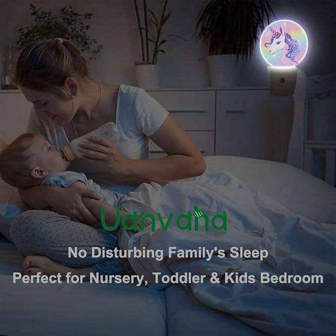 Cute Unicorn Night Light Unicorn Rainbow Plug-in Nightlight Energy Saving 0.5W LED Lighting for Boys Girls Men Women