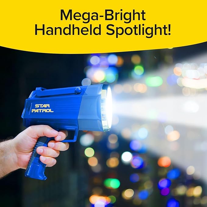 30,000 Candela Rechargeable Spotlight with Turbo Boost | Rechargeable spotlight with 10 light modes, Turbo Boost, kickstand and phone charger for emergencies and camping