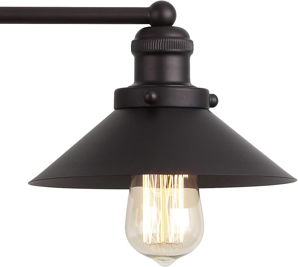 JONATHAN Y 26.5" Oil Rubbed Bronze 3-Light Industrial Farmhouse Metal Vanity Light Wall Sconce, Metal Shade for Bathroom Mirror, Kitchen, Entryway, LED Bulb Included (JYL7428A)