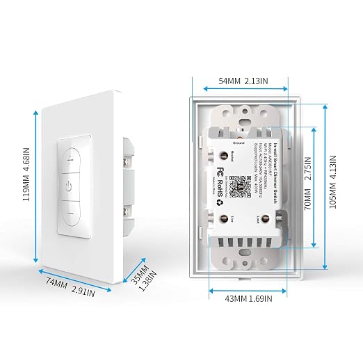 Smart Dimmer Switch with Bluetooth Remote, Single Pole One-Way WiFi Wall Switch, Smart Life App & Voice Control, Compatible with Alexa & Google Assistant, Neutral Wire Required, No Hub Needed