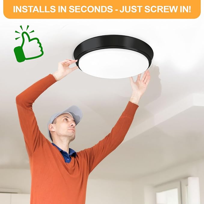 36W Black Flush Mount LED Ceiling Lights, 13in 4000lm Super Bright Dimmable LED Ceiling Light Fixtures, 2700K/3000K/4000K/5000K/6500K Adjust, Modern Ceiling Lamp for Bathroom Hallway, 2-Pack