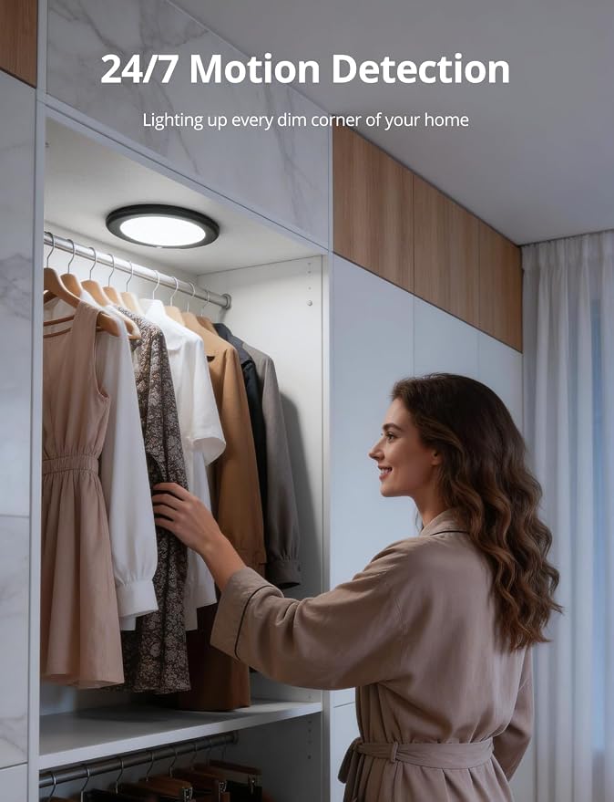 Bojim Black Rechargeable Shower Light for Inside Motion Sensor for Closet | Waterproof Magnetic Battery Operated Lights with Remote Dimmable 3CCT No Wiring for Bathroom Laundry Pantry Closet Shed