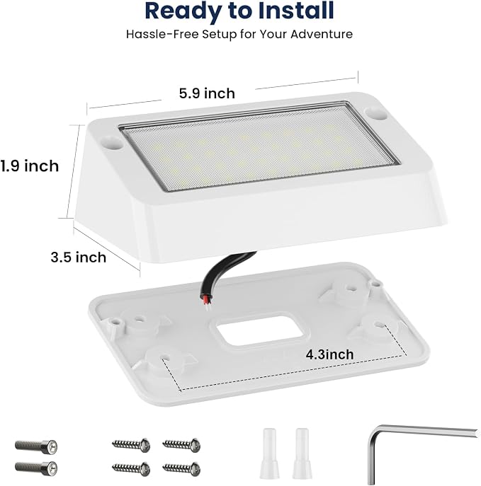 RV LED Porch Light, Exterior Lighting for Camper Travel Trailer | Dual Color White Amber, 1400 LM High Brightness, Aluminum Housing, IP67 Waterproof, Works with RV's Interior Switch- White