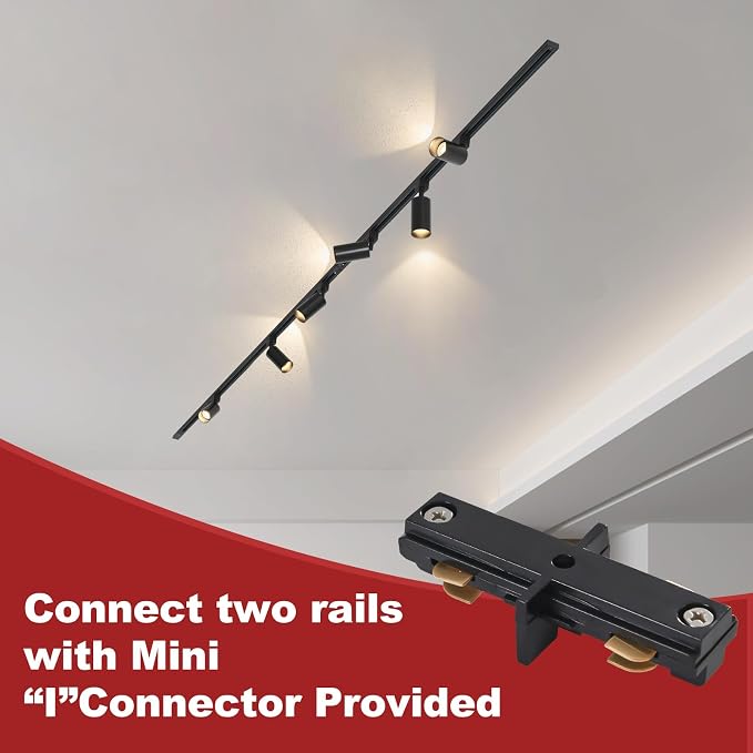 Plug in Track Lighting with Power Cord, 6-Light GU10 Track Lighting Kit with 6.6FT H Type Track Lighting Rails, Modern Kitchen LED Track Lighting Fixtures Ceiling Spot Light, Black (No Bulbs)
