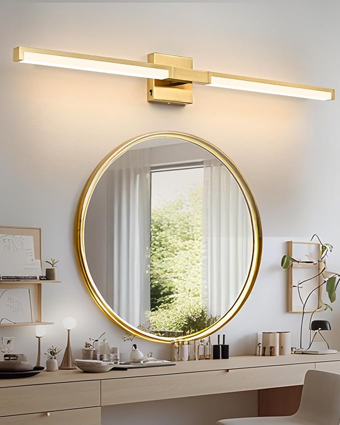 40 Inch Bathroom Vanity Light Fixtures, Gold Modern Light Fixtures Over Mirror, 24W 5CCT Dimmable Wall Light