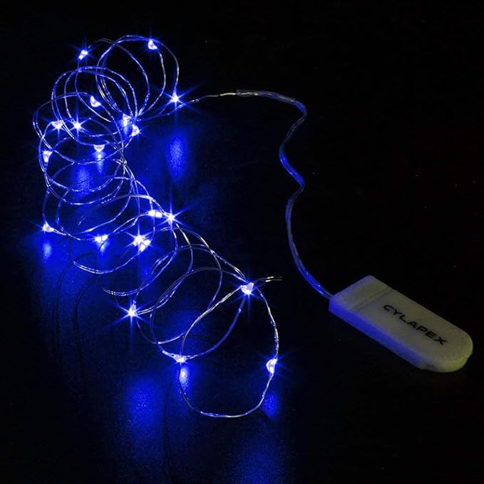 CYLAPEX 12 Pack Blue Fairy Lights String Battery Operated Fairy Lights Starry String Lights on 7ft Silvery Copper Wire DIY Christmas Decoration Costume Wedding Party Halloween Easter