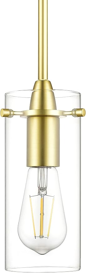 Satin Brass Pendant Lights Kitchen Island - Small Clear Glass Pendant Light Fixture