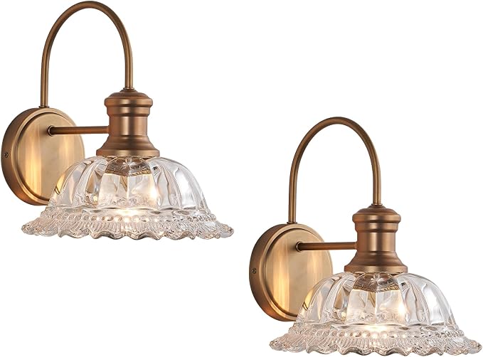 HDDFL Wall Scones Matte Brass Wall Lighting Fixture Vintage Indoor Lamp for Bedroom Living Room Door Header 2 Pack