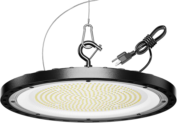 1 Pack 200W UFO LED High Bay Light, 29500lm 5000K Shop Lights for Warehouse, 5' Cable with Plug AC110-277V, Waterproof Commercial Lights for Barn Workshop Garage Factory Warehouse Gym ETL Listed