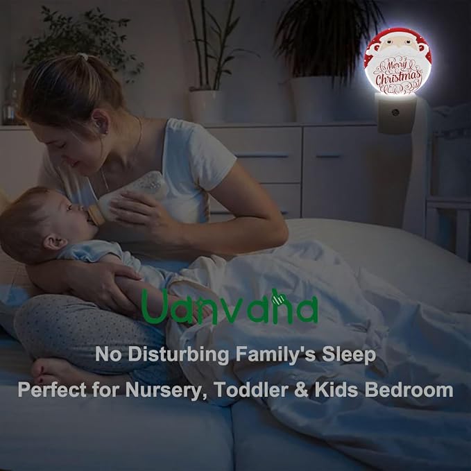 Merry Christmas Decorative Night Light Cartoon Santa Claus Long Beard Snowflakes Plug-in Nightlight Energy Saving 0.5W LED Lighting for Boys Girls Men Women