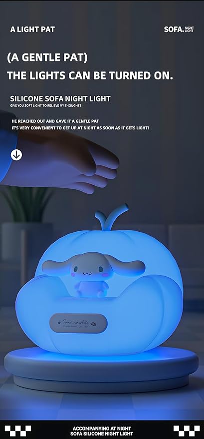 Cute Cinnamoroll Night Light, Cartoon dimmable sili Cone Children's Night Light, Long Battery Life, Rechargeable Cute Light, Toddler Night Light, Gift for Boys and Girls(Blue Comolo)
