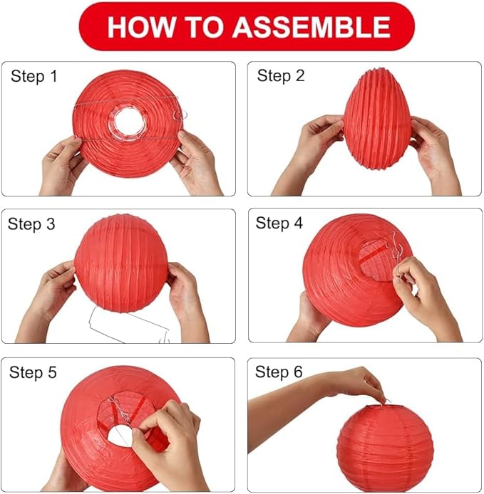 BEISHIDA Red White Round Paper Lanterns Decorative Hanging Asia Chinese Japanese Paper Lanterns Lamp for Birthday Graduation Baby Shower Wedding Home Decor Outdoor Party Decoration(12Packs)