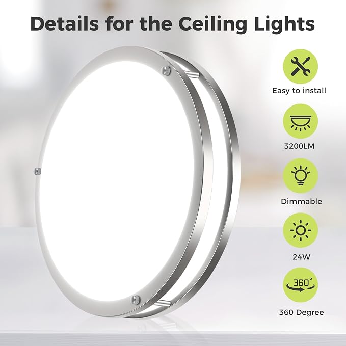 hepside 1 Pack Flush Mount Ceiling Light Fixture, Dimmable & 5Color Temperatures Ceiling Light Black, 10inch 15W 3000K 3500K 4000K 5000K 6500K Adjustable Ceiling Lamps for Bathroom Bedroom Hallway