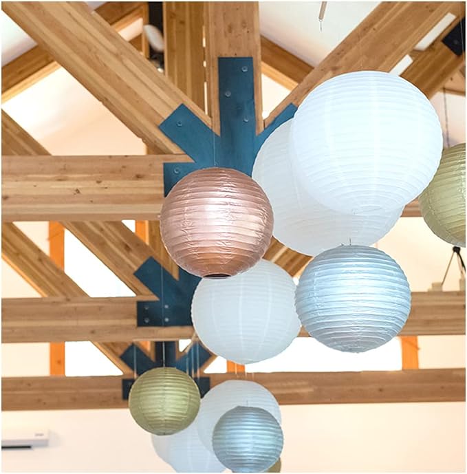 3pcs Paper Lanterns Decorative Round Chinese Paper Lanterns for Birthday Halloween Wedding Baby Bridal Shower Home Decor Party Decoration (12in/White)