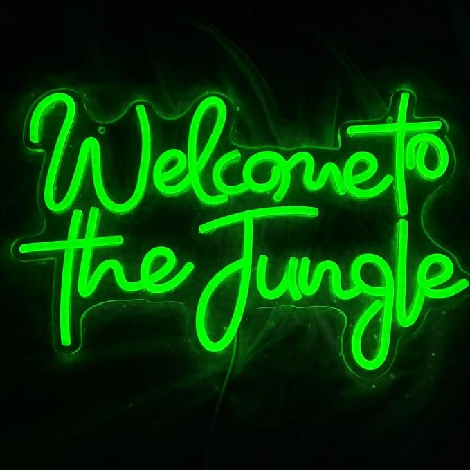 Welcome To The Jungle Neon Sign Neon Art LedWall Hanging Bar Light Up Sign | Party Home Bedroom Decor, Light Up Signs,Neon Sign,Wall Neon Art