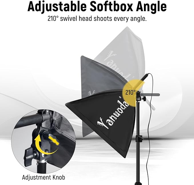 Softbox Photography Lighting Kit with Telecontrol, 16"x16" Softbox Light Kit, 95W 3000K-7500K LED Bulb(CRI 97 & TLCI 97), Soft Box Lights for Video Recording/Live Streaming/Photography