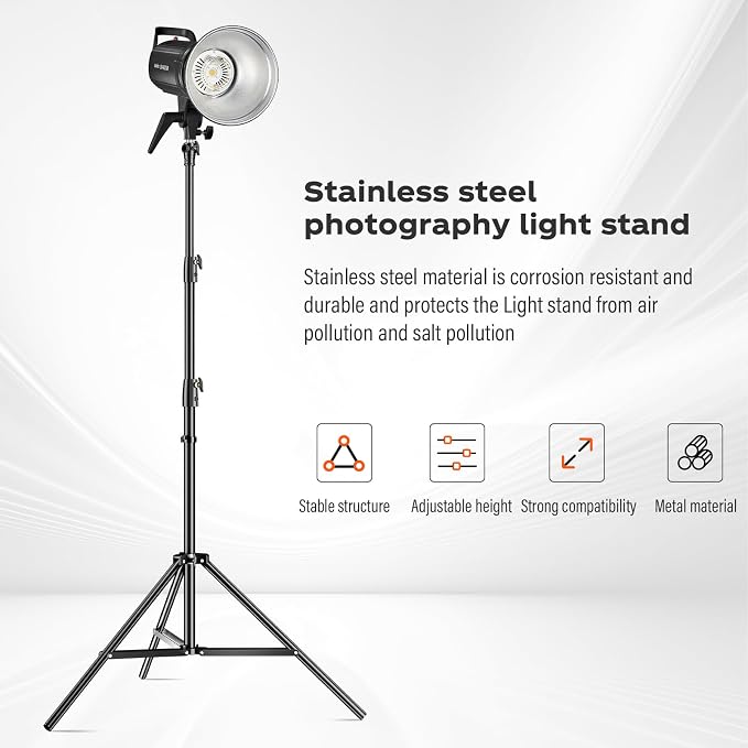 Godox Light Stand 112in/9.3' Photography Light Stand Heavy Duty with 1/4” to 3/8” Universal Screw Carry Bag Portable for Photography Studio Portrait Shooting