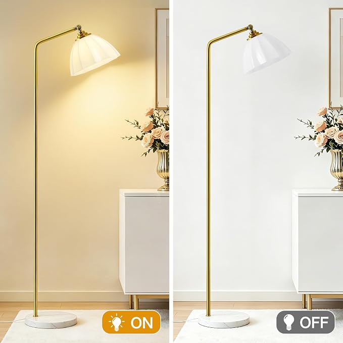 Floor Lamps for Living Room, 63" Modern Tall Standing Lamp, 3CCT | Lamps for Bedroom, Office, Reading Nook, Kids Room, Glass Lampshade, Foot Switch, Weighted Base, Easy Assembly, Home Decor