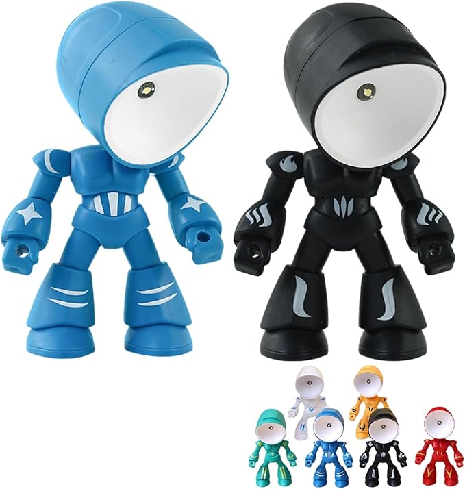 2PCS Lonely Robot Cartoon Cute Robot Design Companion Table Light, LED Mini Night Light, Mini Portable, for Bedroom Office, Thanksgiving Gifts (2pcs-E)