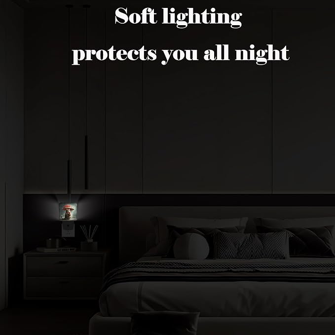 Cute Cat Holding Umbrella Night Light,Plug Into Wall with Dusk to Dawn Light Sensors, Warm Nightlights for Bedroom,Bathroom,Hallway,Kitchen,Gifts Ideal for Boys Girls Women Men
