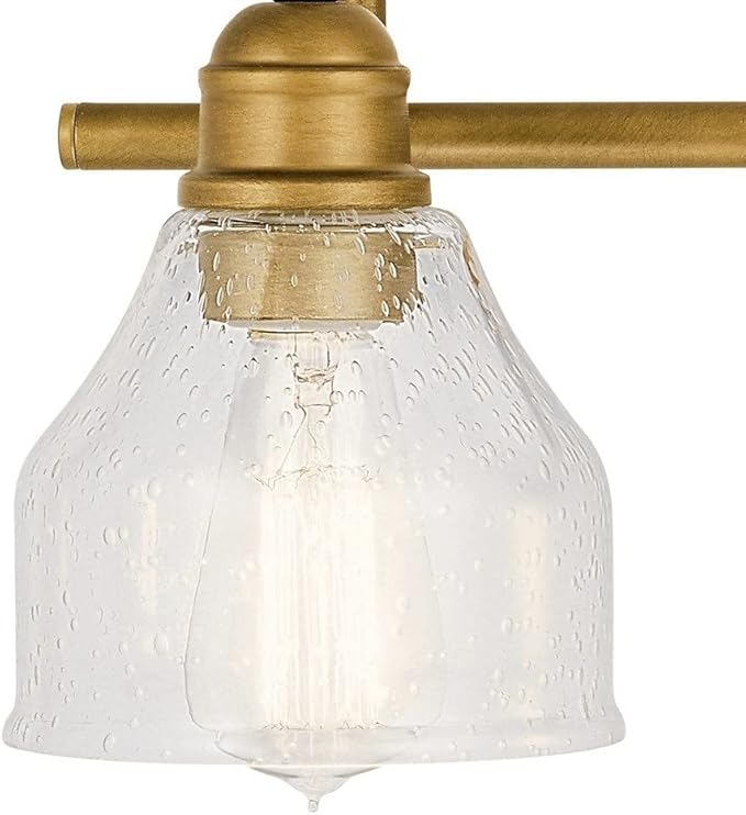 Kichler Avery 33.5" Bathroom Vanity Industrial 4 Light Wall Fixture with Clear Seeded Glass in Black, for Bathroom (8.25" x 33.5" x 9.5") 45974BK