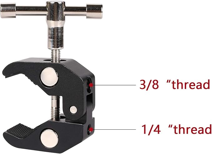 4Pack Super Clamp with 1/4 and 3/8 Thread for Photography,Camera Monitor, Plate Glass,LED Light, Umbrellas,Hooks, Shelves, Cross Bars,Photo Accessories