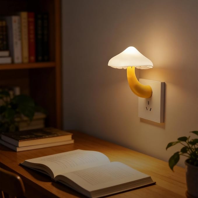 4 Pack LED Mushroom Night Light Plug in Lamp,Light Sensor Night Lights Plug into Wall, Warm White Night Light for Adults Kids Room Bedroom Bathroom Hallway Kitchen