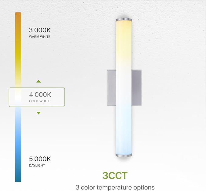 ASD 24" LED Linear Vanity Light Fixture, Modern Bathroom Sconce — 3 Color 3000K-5000K, Dimmable, 25W 1750LM, Energy Star & ETL Listed — Over Mirror Makeup Bar for Bedroom, Cabinets — Nickel, 4 Pack