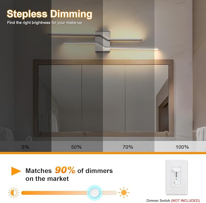 31.5 Inch Vnaity Lighting Led Bathroom Lights Over Mirror Brushed Nickel Dimmable 5CCT 32W Modern Bath Vanity Lights Bar Wall Sconces