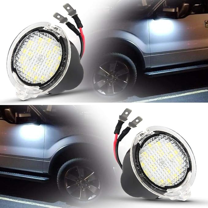 LED Side Mirror Puddle Lights Lamp Compatible with F150 2009-2014, Expedition 2003-2023, Explorer 2011-2023, Edge 2007-2023, Flex Taurus X Ranger 6000K White, Pack of 2