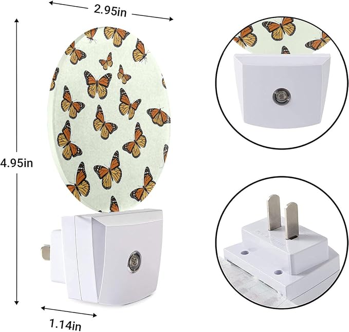 EKOBLA Monarch Butterfly Night Light, Butterfly Night Lights Plug Into Wall with Dusk to Dawn Auto Sensor for Bedroom, Bathroom and Corridor
