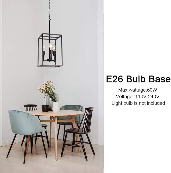 3 Light Farmhouse Chandelier Black Fixture