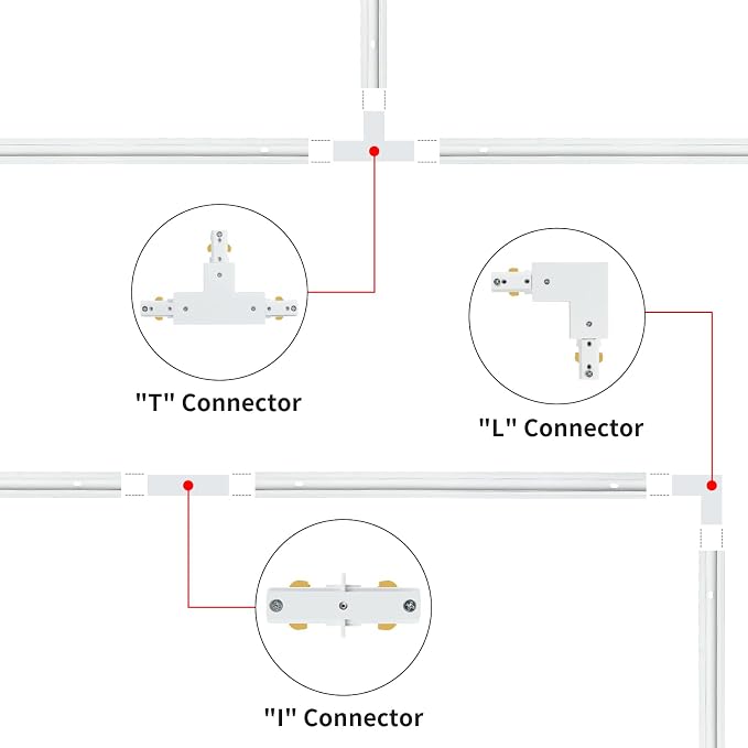 39FT H Track Lighting Rail Kit, White 120V H Type Track Rail System | Includes Floating Canopy Connector, I/L/T Connectors, End Caps and Live End Feed. Compatible with H style 3-wire Track heads