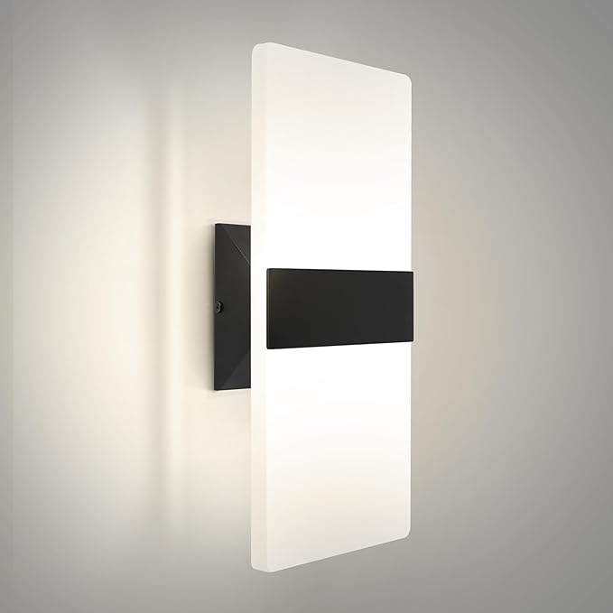 ASD 14 Inch Indoor LED Wall Sconce - 24W 2700K-5000K Dimmable Black Wall Sconce Lights for Living Room, Bedroom, Bathroom, Hallway - Modern Wall Sconces Hardwired, ETL Interior Light