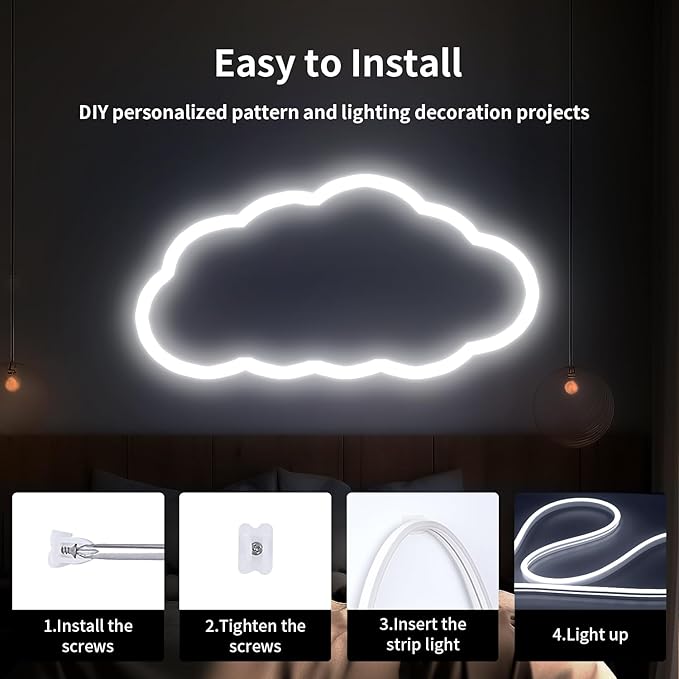 iNextStation 12V White LED Strip Lights 16.4FT, Flexible Silicone Neon Rope Light, Waterproof, Cuttable, Dimmable & Linkable, for Cabinet, Ceiling, Wall, Bedroom, Kitchen, Garage (No Adapter)