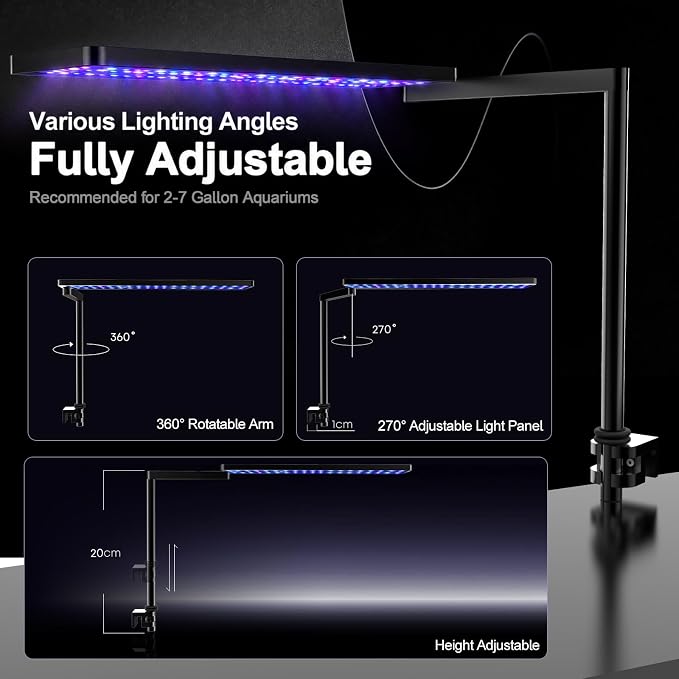 FZONE Solo Series Nano LED Aquarium Marine Reef Light, Smart App-Controlled and Dimmable, for Rimmless Saltwater and Reef Coral Tanks