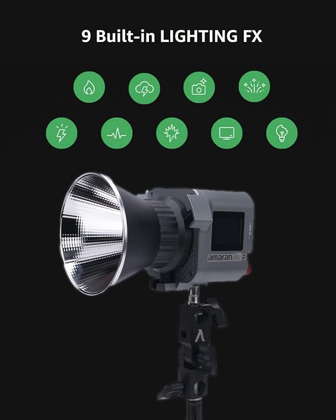 Aputure amaran COB 60xS Video Lighting Bi-Color COB Video Light LED Light | Bowens Mount point-source LED Studio Light , SSI (D56) of 87, 33,300 lux @ 1m,App Control,9 Lighting FX
