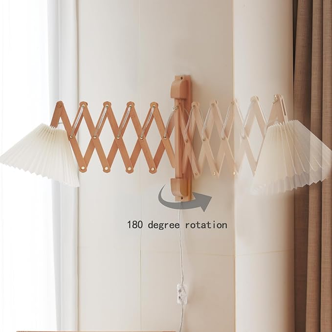 Plug in Mounted Wall Sconce, Swing Arm Wall Lamp for Bedroom, Living Room, Bedside Reading Light Fixtures with On/Off Switch,E26 Bulb Excluded (Burlywood)