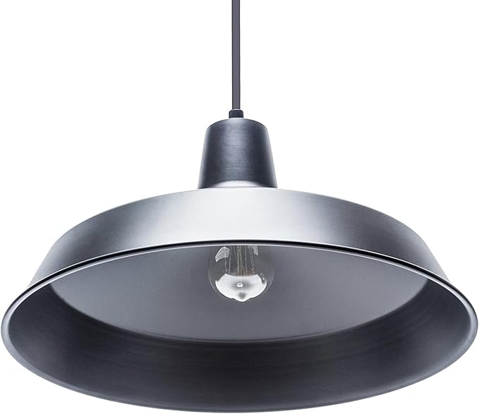 Globe Electric 65151 1-Light Plug-in Pendant Lighting, Matte Black, 15ft Cord, in-Line On/Off Switch, Adjustable Height, Hanging Ceiling Light for Apartments and Rental, Home Decor, Vintage