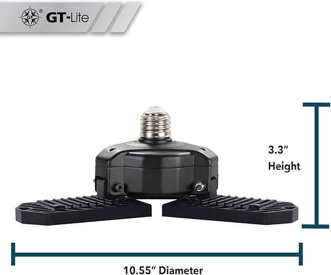 GT-Lite LED Garage Bulb, 60W (300W Equivalent), 6,000 Lumen, Daylight 5000K, E26 Base Energy Saving LED Light for Indoors Garage Workshop Warehouse