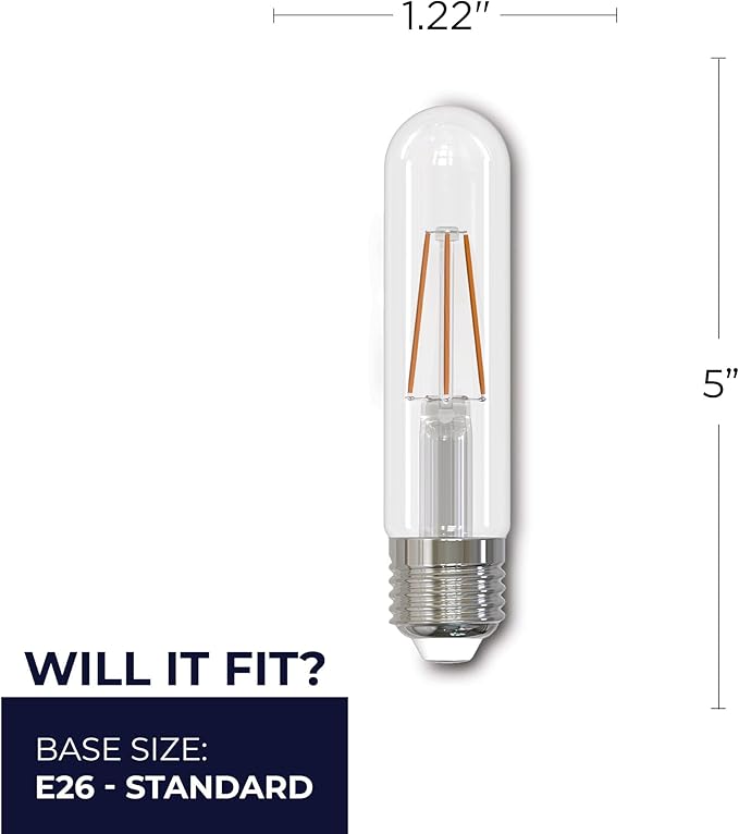 Bulbrite 776947 LED Filament T9 Light Bulb, 3W 2700k Warm White, Dimmable, E26 Base, Energy-Efficient 25W Equivalent