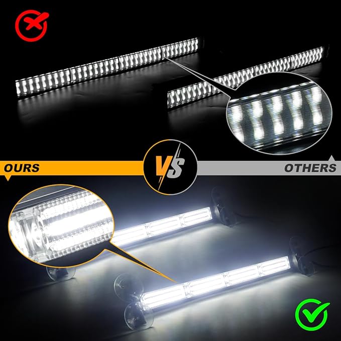 2X 17.7 Traffic Advisor Strobe Light Bar Emergency Lights Warning Flashing Safety Responder Front/Rear Window w/Directional for Volunteer Firefighter Vehicles Trucks, White