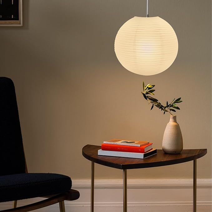 6 PCS White Paper Lantern Lamp, 12'' Chinese Paper Lantern Pendant Light Shade, Round Lampshade for Living Room, Bedroom, Ceiling Lampshade Party Decor