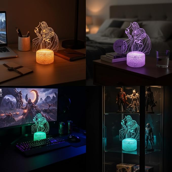 3D Night Light, 16 Color Changing Cartoon USB Desk Lamp Illusion Lighting with Remote Control for Home Decor Gift for Kids | Marc Spector;Survivors;4 modes;gamer present;esport decor;collectible lamp;game room;holiday birthday gifts